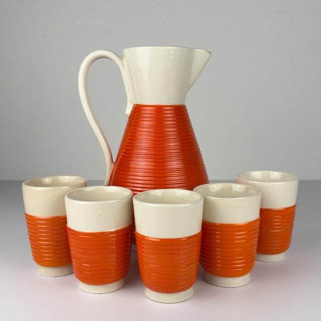 Vintage Water Set from Ceramiche Rometti Umbertide, Italy, 1930s, Set of 6 For Sale - Image 15 of 18