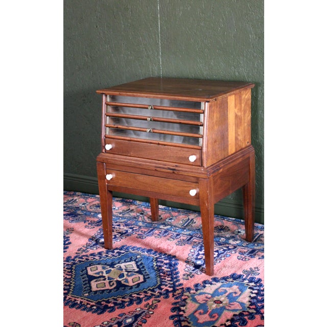 Antique Spool Cabinet With Glass Drawers From the Late 1800s For Sale - Image 12 of 14