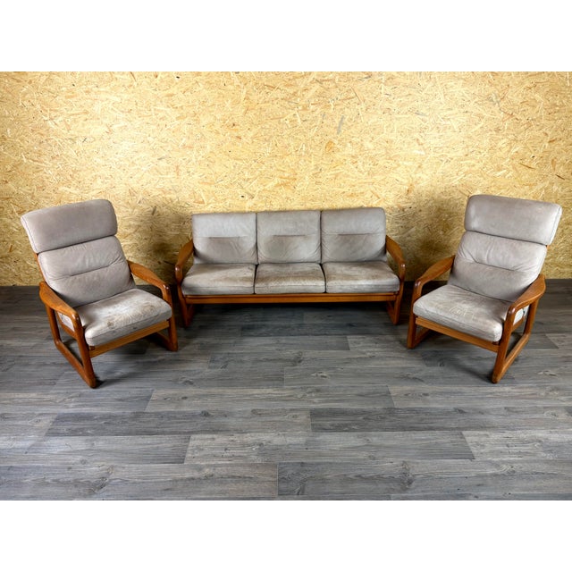 Vintage Teak Three-Seater Sofa and Easy Chairs from Möbelfabrik Holstebro, 1960s, Set of 3 For Sale - Image 3 of 18