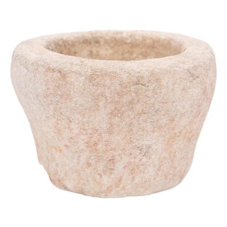 Antique Chinese Chiseled Marble Kitchen Mortar, Early 20th Century For Sale