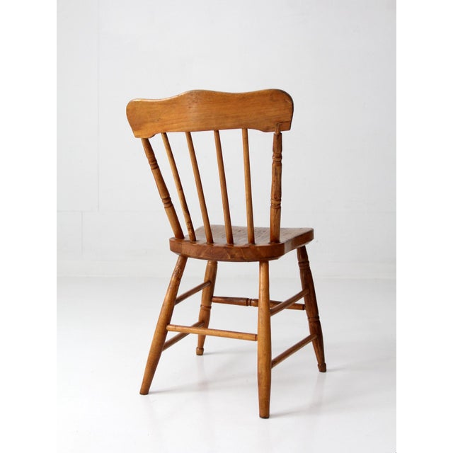 Early 20th Century Antique Primitive Plank Seat Farmhouse Chair For Sale - Image 5 of 13
