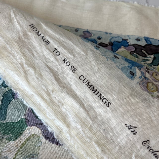 Homage to Rose Cummings Hazelton House Hand Printed Floral Linen Fabric- 2 1/2 Yards For Sale In New York - Image 6 of 6