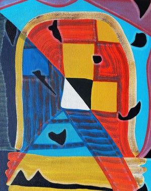 Max Manning “Untitled (CVS272)” Contemporary Red, Blue, & Yellow Geometric Abstract Painting, 2024