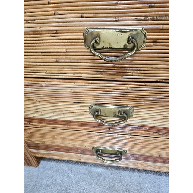 Vintage Pencil Reed Waterfall Double Dresser For Sale - Image 9 of 18