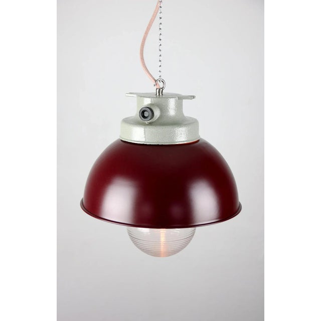 Gray Vintage Burgundy Industrial Pendant Lamp from TEP For Sale - Image 8 of 13