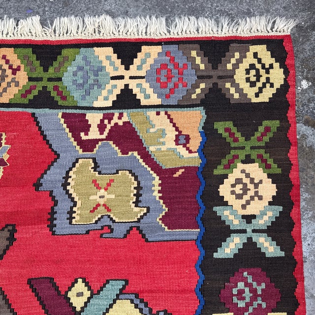 7ft 2in × 10ft 4in Turkish Kilim Area Rug With Geometric Medallion Pattern For Sale - Image 12 of 12