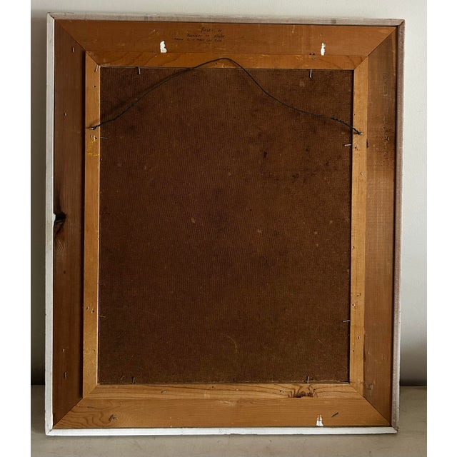 Navy Blue Vintage Mid Century Impressionist Nocturnal Moonlight Seascape Oil Painting in Linen & Wood Frame For Sale - Image 8 of 8