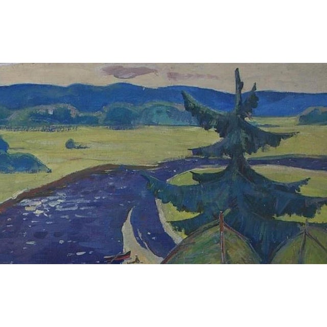 Realism Vintage Ukrainian Landscape Oil Painting, Tyshkevich 1969 75-120 For Sale - Image 3 of 6