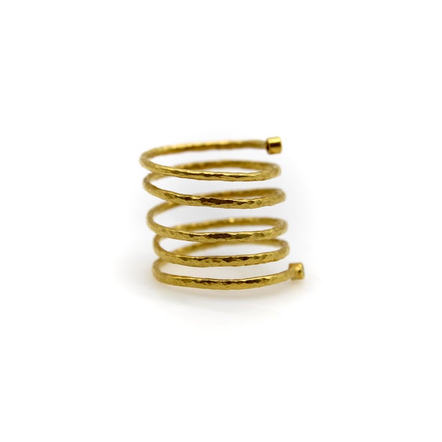 1990s Gurhan 22k Gold Diamond Spiral Coil Ring From Rain Collection, Size 7 For Sale - Image 4 of 10