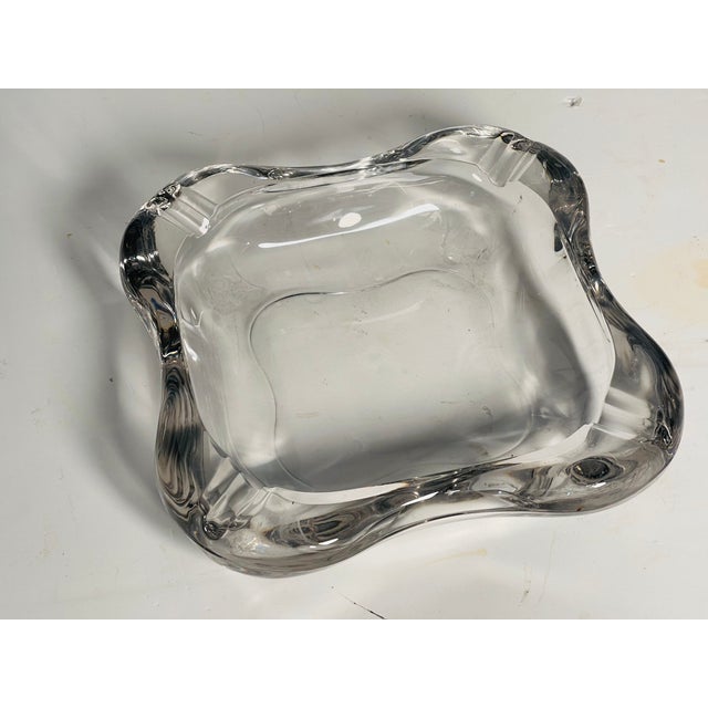 Boho Chic Large Antique Crystal Glass Ashtray Catchall For Sale - Image 3 of 5