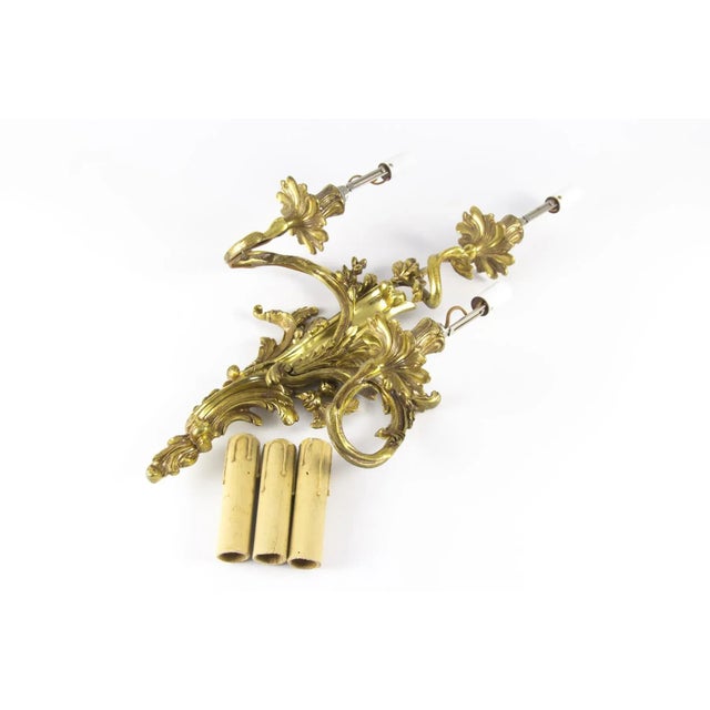 French Gilt Bronze 3-Light Sconce, 1920s For Sale - Image 6 of 18