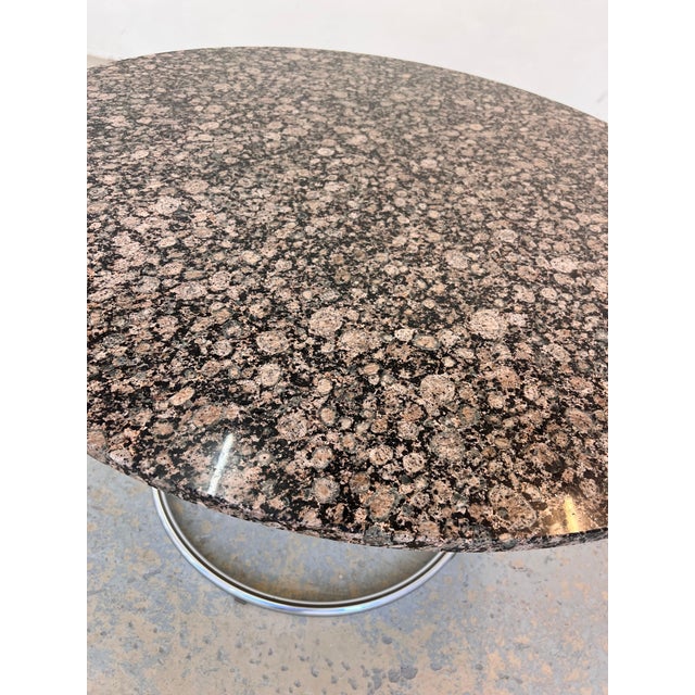 Round Dining Table in Granite and Chrome from Giotto Stoppino, 1970s For Sale - Image 5 of 11