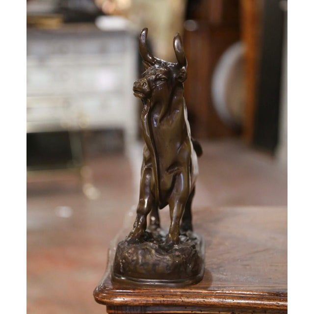 Bronze 19th Century French Patinated Bronze Bull Sculpture Signed G. Gardet For Sale - Image 8 of 12