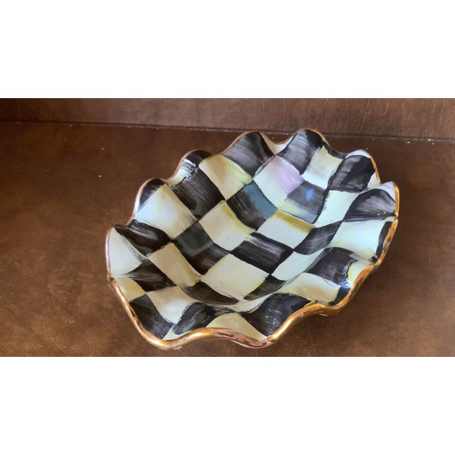 Traditional Vintage Mackenzie Childs Courtly Check Fluted Bowl For Sale - Image 3 of 5