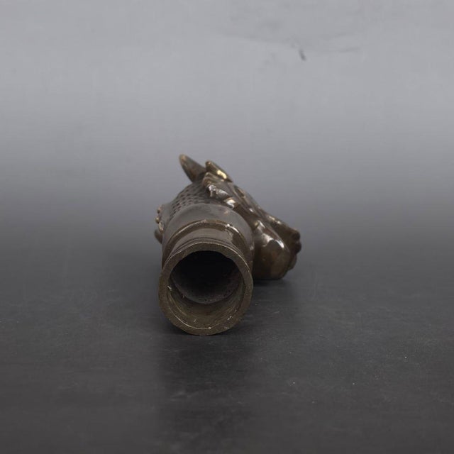 Silver Vintage Pure Silver Dragon Head Cane Handle - Zodiac Walking Stick Topper For Sale - Image 8 of 9