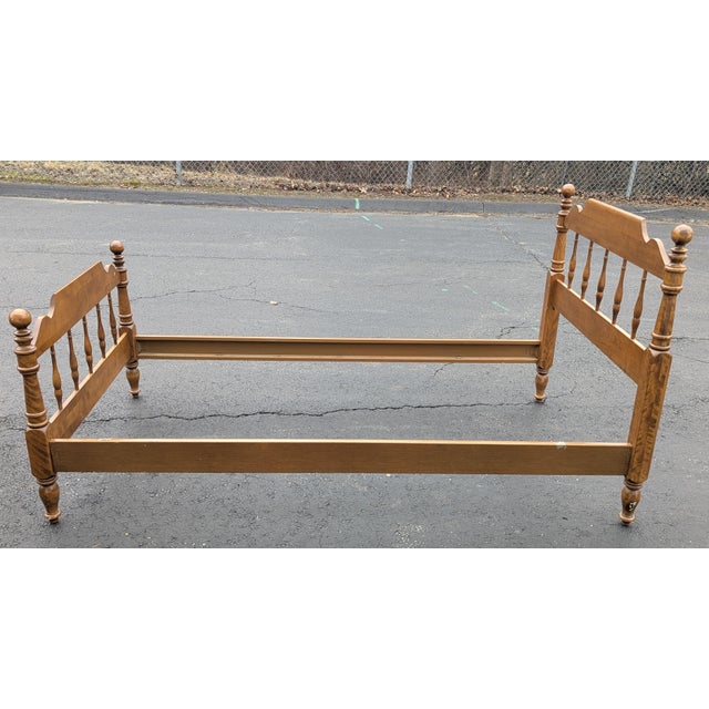 Mid 20th Century 1980s Ethan Allen Heirloom Collection Traditional Solid Maple Twin Spindle Bed Frame For Sale - Image 5 of 12