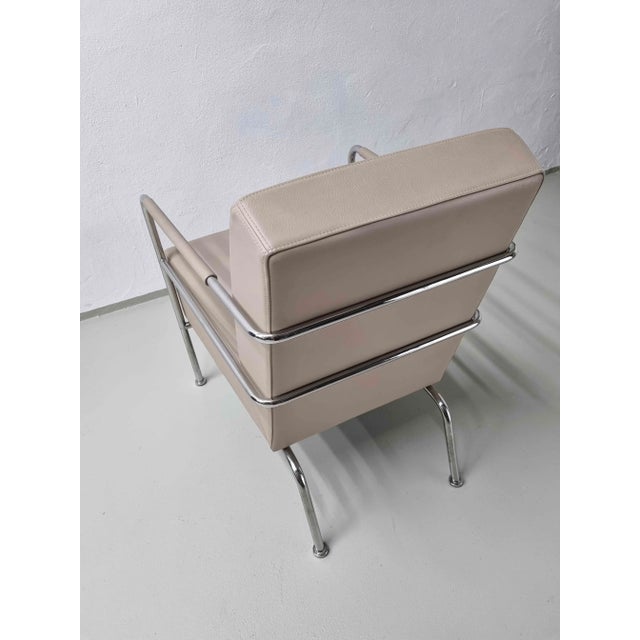 Set of Nude Leather & Steel Cinema Easy Chairs by Gunilla Allard for Lammhults, 1990s For Sale - Image 10 of 14