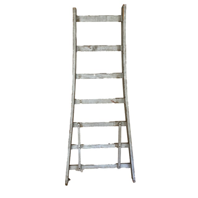 Vintage Gray Belgian Farm Ladder For Sale - Image 4 of 6