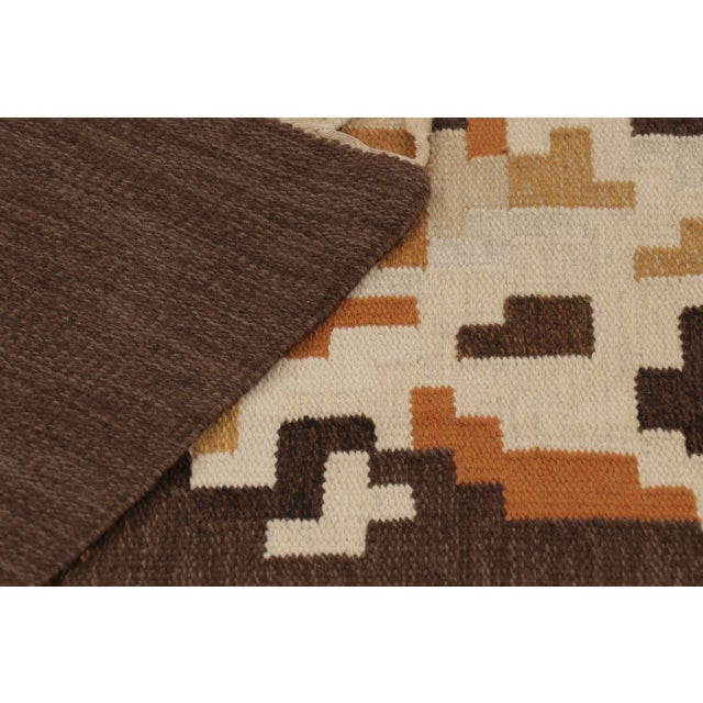Ivory Vintage Swedish Kilim "Korall Brun" by Erik Lundberg in Earthy Hues - Rug & Kilim For Sale - Image 8 of 10