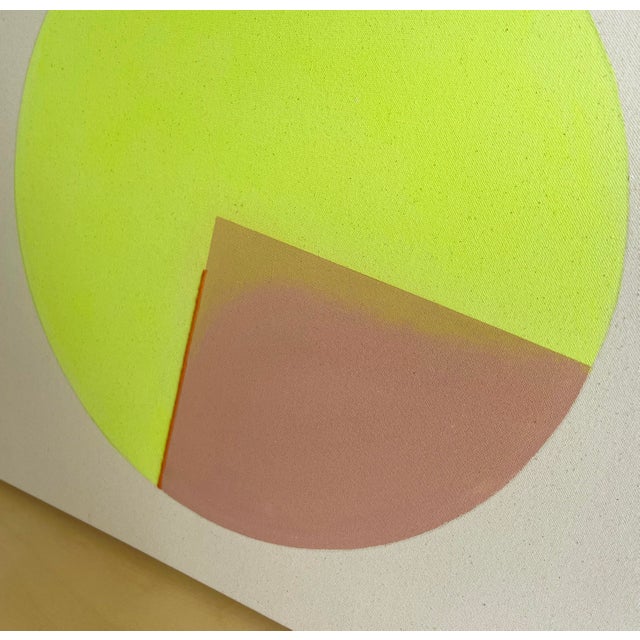 "Blush/Lemon Highlight" Original embroidered painting by Emily Keating Snyder, 20" x 20" x 1.5" D Acrylic paint with...