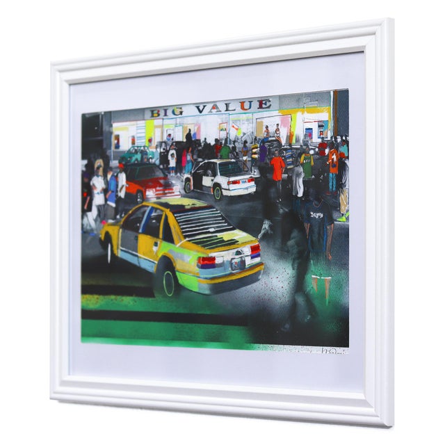 Paper Street Life - Colorful Landscape Painting on Paper Original Artwork by Fabio Coruzzi For Sale - Image 7 of 9