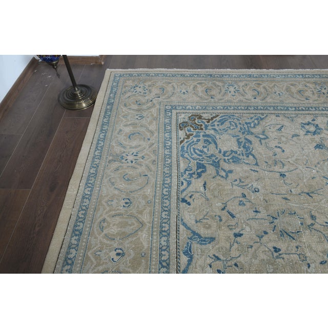 Textile 1970s Vintage Persian Handknotted Wool Blue Oversize Area Rug For Sale - Image 7 of 11