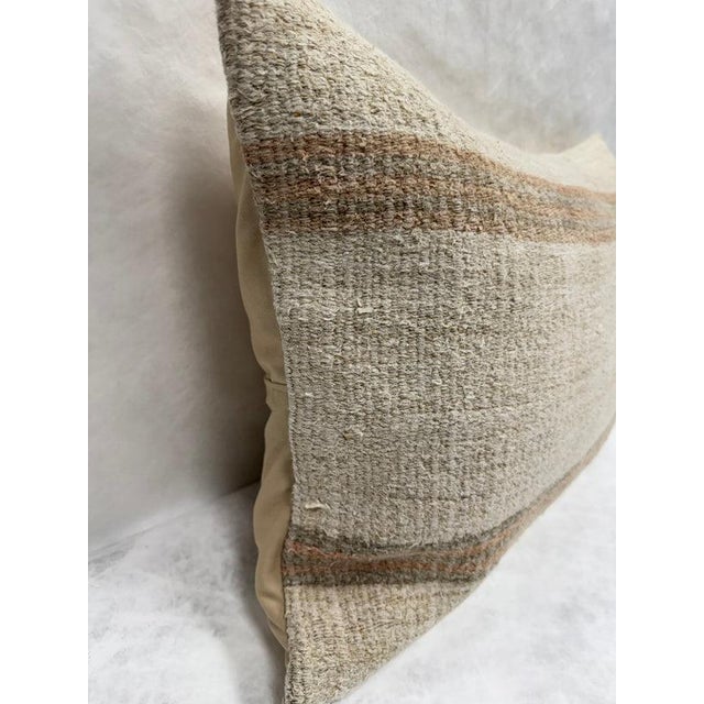 Turkish Hemp Pillow Cushion Natural Brown Beige Pillow Cushion Cover 16" x 24" For Sale - Image 4 of 4