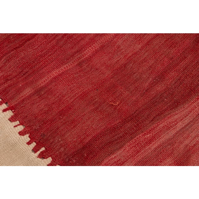 Vintage Kilim Handmade Flatweave Red Geometric Wool Runner 6' 3'' X 12' 10'' For Sale - Image 10 of 11