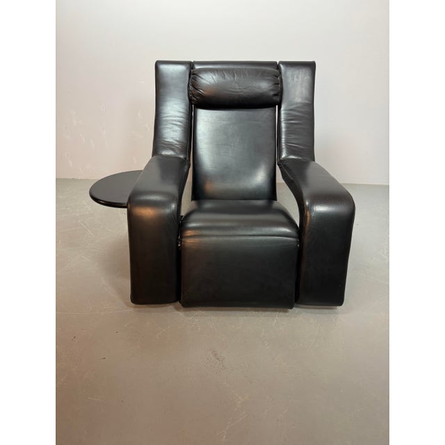 Iconic ‘Kilkis’ leather lounge chair designed by Titina Ammannati and Giampiero Vitelli for Brunati. Upholstered in black...