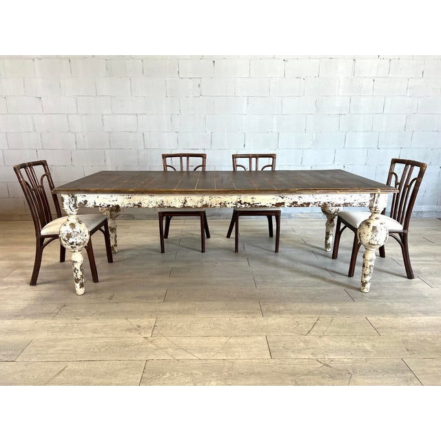 Victorian Farmhouse Whitewashed Distressed Wood Dining Table Chairish