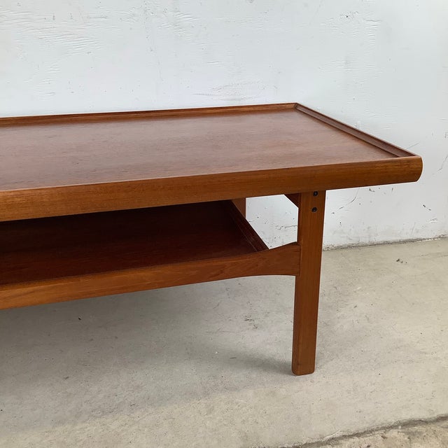 Mid-Century Modern Scandinavian Two-Tier Teak Coffee Table For Sale - Image 3 of 12
