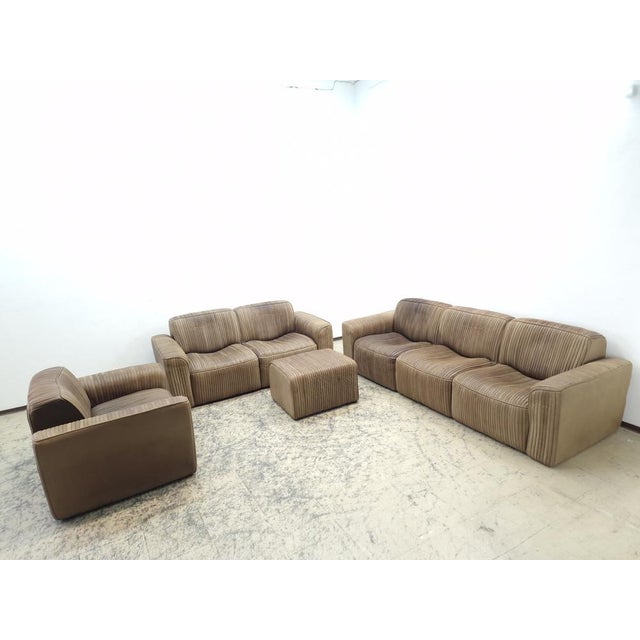 3-Seater Sofa, 2-Seater Sofa, Lounge Chair and Pouf in Leather by Ernst Lüthy for de Sede, Set of 4 For Sale - Image 16 of 18