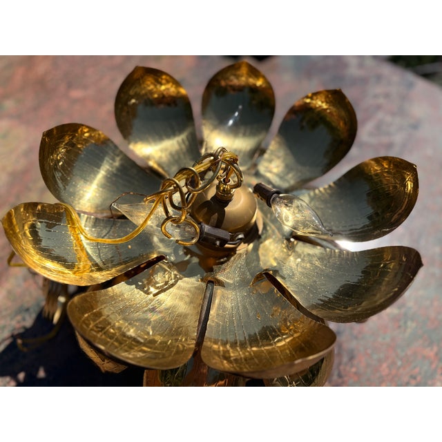 1960s Medium Parzinger Style Brass Lotus Pendant Fixture by Feldman Lighting Company For Sale In San Francisco - Image 6 of 10