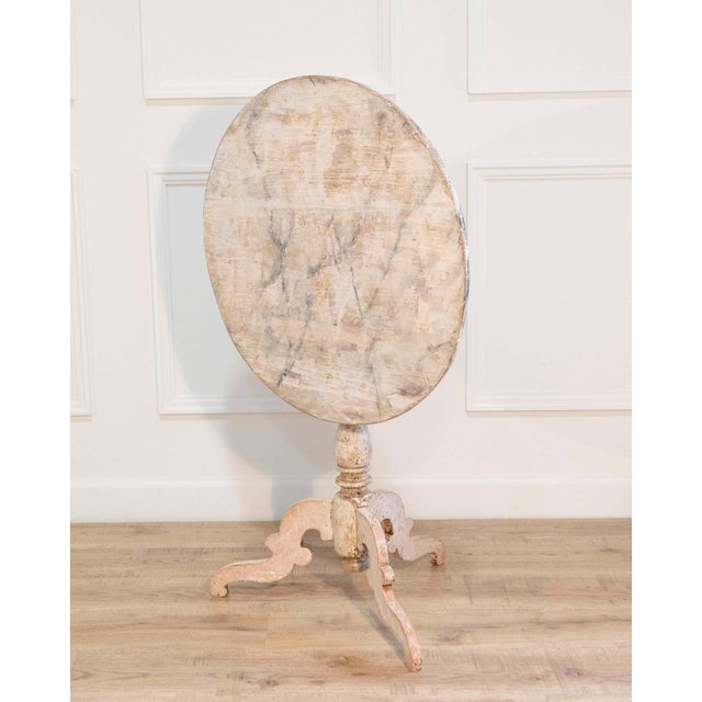 Off-white 19th Century Swedish Gustavian Round Tilt-Top Table in Painted Finish, Circa 185 For Sale - Image 8 of 8