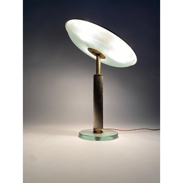 Rare and monumental table lamp created by the famous designer Pietro Chiesa for Fontana Arte, Italy, 1940s. It is one of...