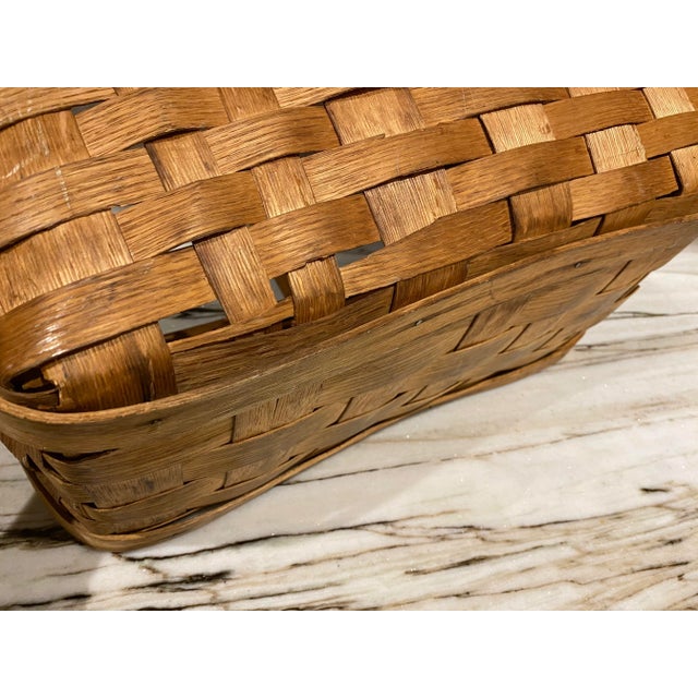 Vintage, extraordinary large size wood veneer handmade basket.