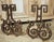 More information coming soon… This pair of French wrought iron and tole chenets from the 1940s wonderfully blends sinuous...