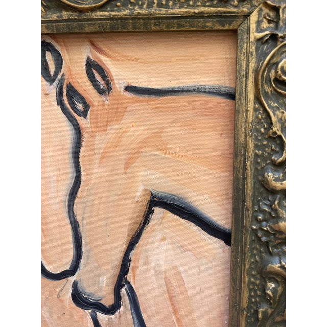 Original 8”x10” Equestrian Oil Painting in Antique Frame For Sale - Image 4 of 6