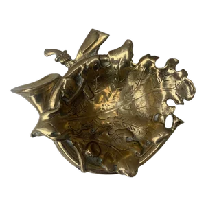 Vintage English Country Cast Brass Hunt Themed Bowl or Catchall