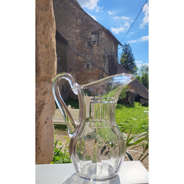 Crystal Pitcher with Cerdagne Pattern from Saint Louis, 1950s For Sale - Image 3 of 9