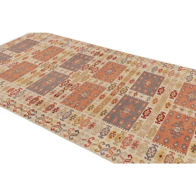 Rug & Kilim Handwoven Vintage Manastir Kilim Rug in Beige-Brown All Over Geometric Pattern For Sale - Image 4 of 7