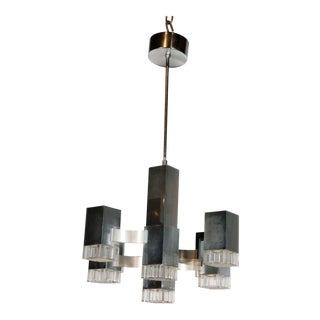 1970s Sciolari Nickel and Aluminum Pendant Fixture For Sale