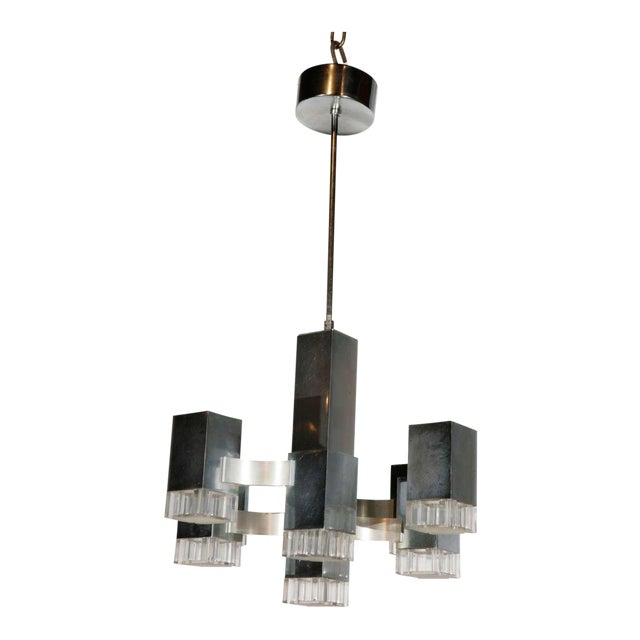 1970s Sciolari Nickel and Aluminum Pendant Fixture For Sale
