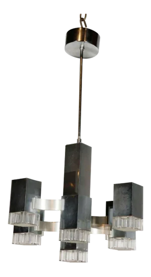 1970s Sciolari Nickel and Aluminum Pendant Fixture