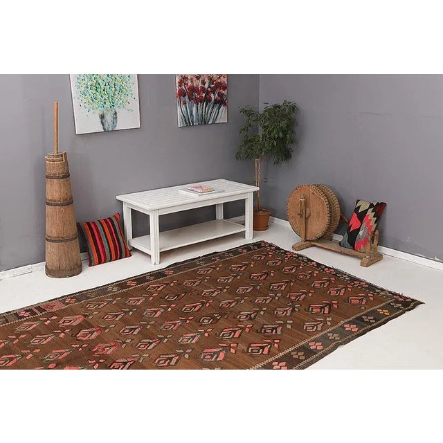Brown Vintage Turkish Kilim Rug For Sale In Los Angeles - Image 6 of 7