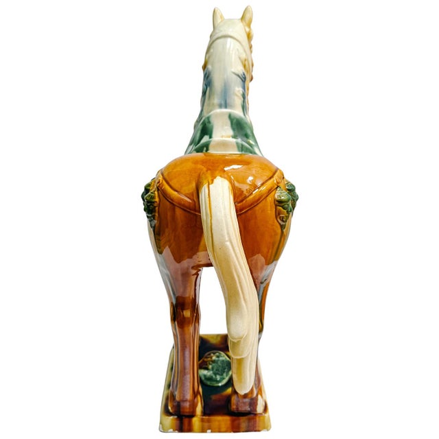 Late 20th Century Large Chinese Tang Dynasty Sancai Glazed Pottery Horse Statue For Sale In San Diego - Image 6 of 11