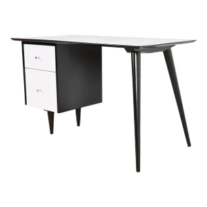 Paul McCobb Planner Group Black and White Lacquered Writing Desk, Newly Refinished