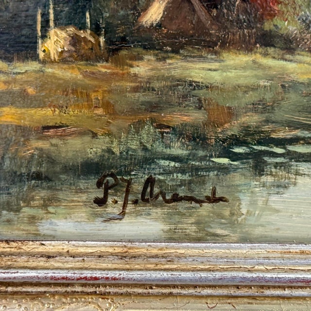 Antique Original Oil Painting, Framed signed by artist, P.J. Arent For Sale - Image 4 of 9