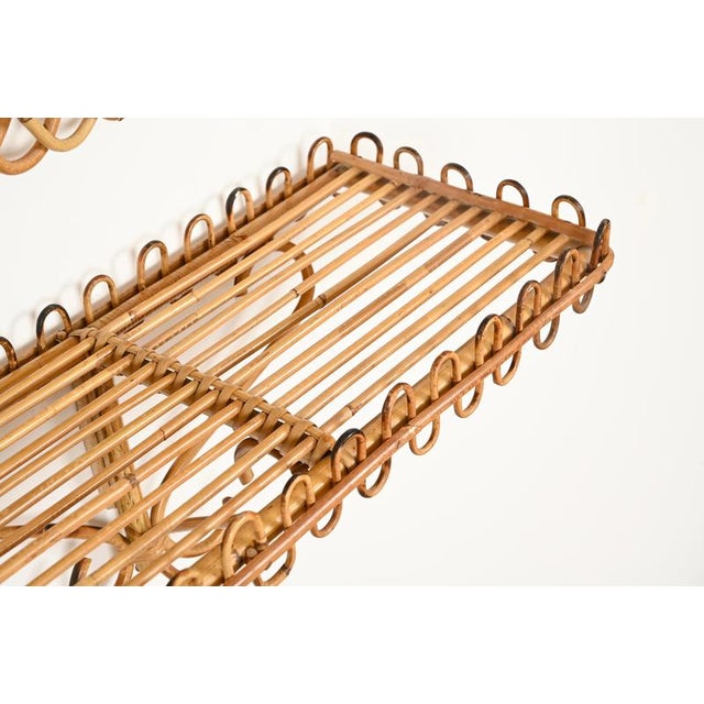 Italian Rattan and Bamboo Wall Shelf attributed to Franco Albini, Italy, 1960s For Sale - Image 6 of 15