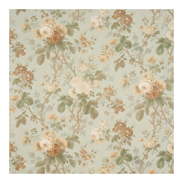 Schumacher She Walks In Beauty Chintz Fabric in Celadon For Sale